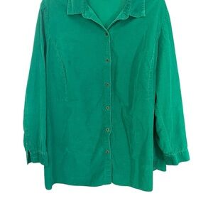 J. Jill size 2X Green corduroy Button-Up Women's Plus Top